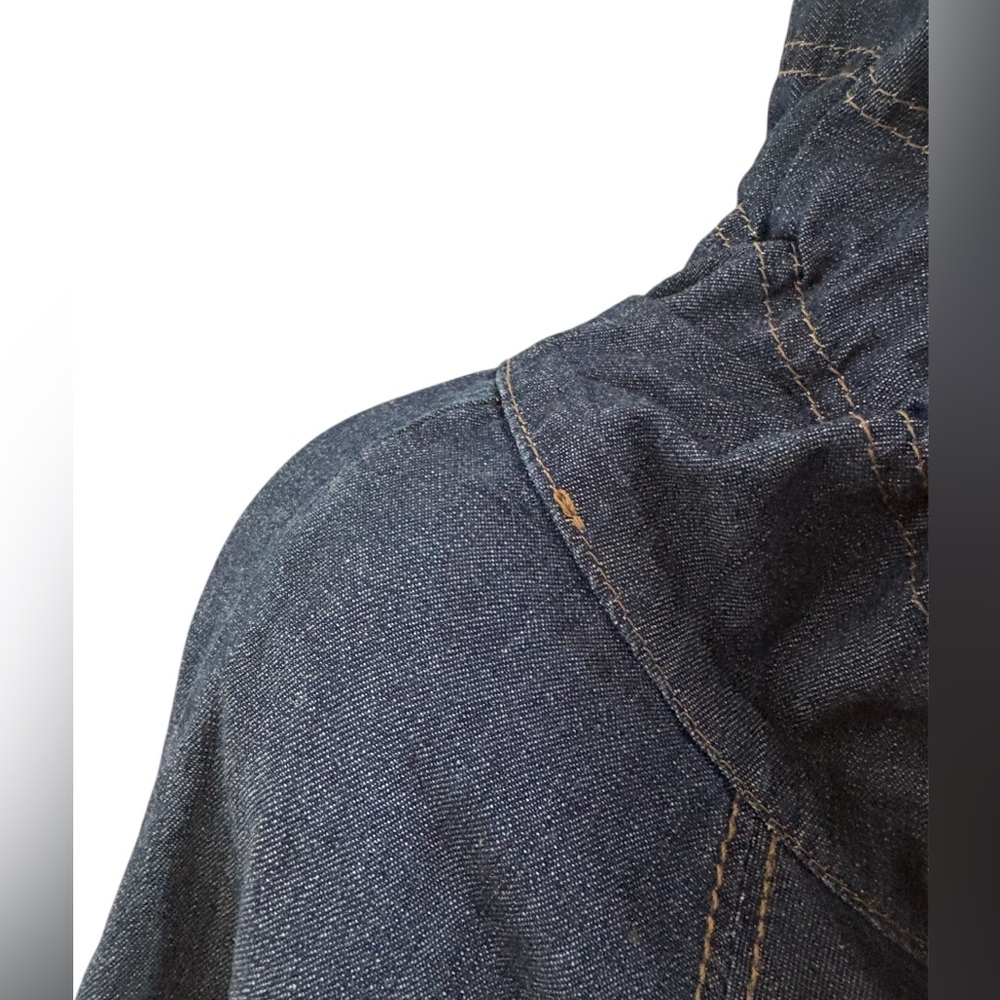 🦋NINE WEST Denim Chambray Cropped Swing Jacket w/ Short Sleeves, Sz L/XL - Picture 6 of 9